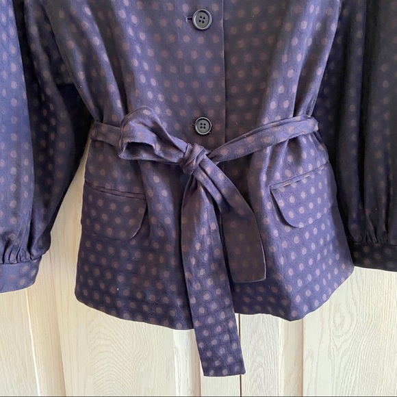 BCBGMAXAZRIA Polka Dot Dolman Bishop Sleeve Belted Jacket | Size XS - Picture 5 of 8